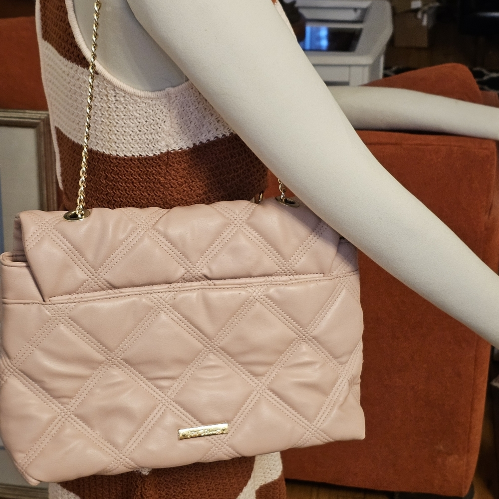 Betsy Johnson blush quilted shoulder bag